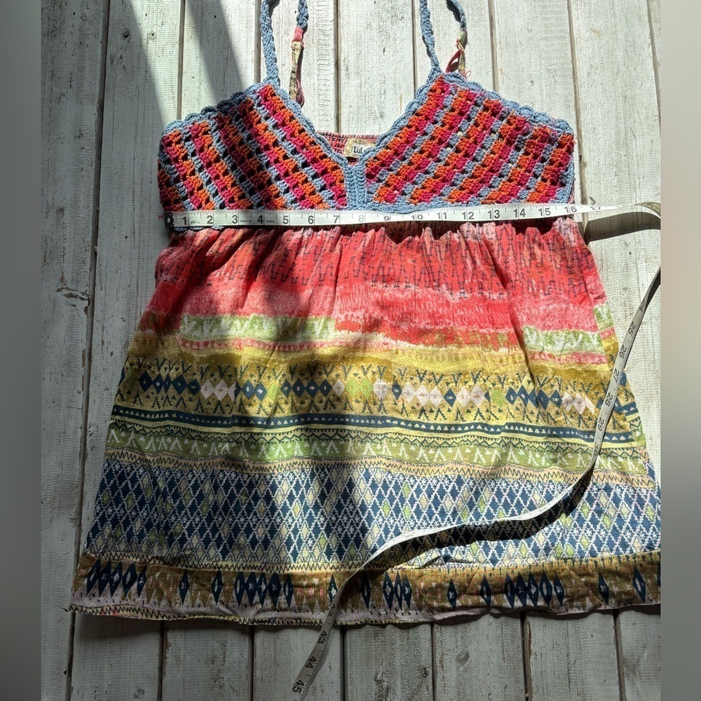 Lulumari Crochet Tank Top Cotton Adjustable Strap Vintage Inspired Size M - Picture 6 of 13